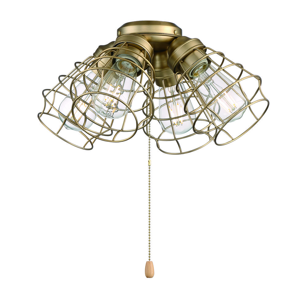 4 Light Cage Light Kit in Satin Brass