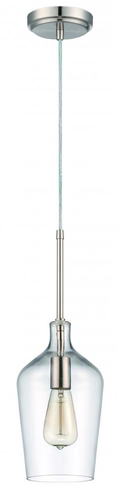 1 Light Mini Pendant in Brushed Polished Nickel