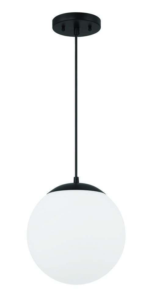 Gaze 10" 1 Light Pendant in Flat Black, White Glass