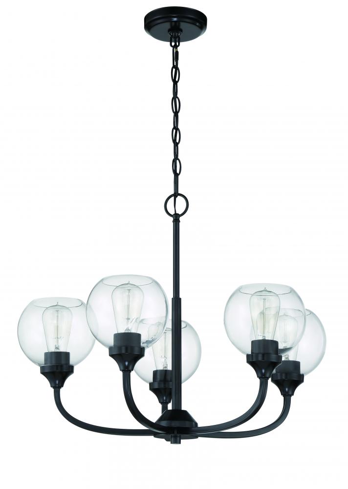 Glenda 5 Light Chandelier in Flat Black