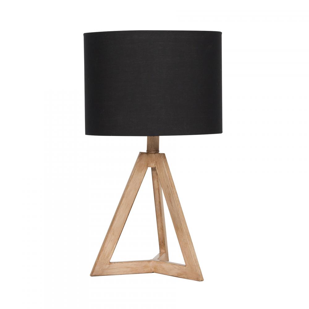 1 Light Metal Mini Wood Base Accent Lamp in Natural Wood