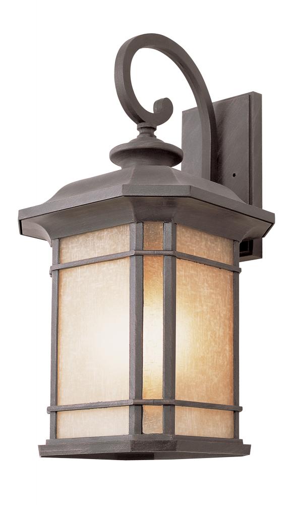 San Miguel Collection, Craftsman Style, Post Mount Lantern Head with Tea Stain Glass Windows