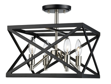 Trans Globe 71054 BK/BN - 4LT SEMI-FLUSH AWRY STEEL-BK/B
