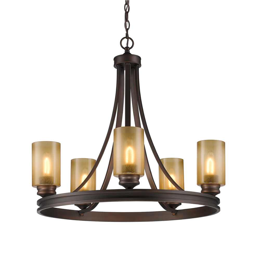 Hidalgo 5 Light Chandelier in Sovereign Bronze with Regal Glass