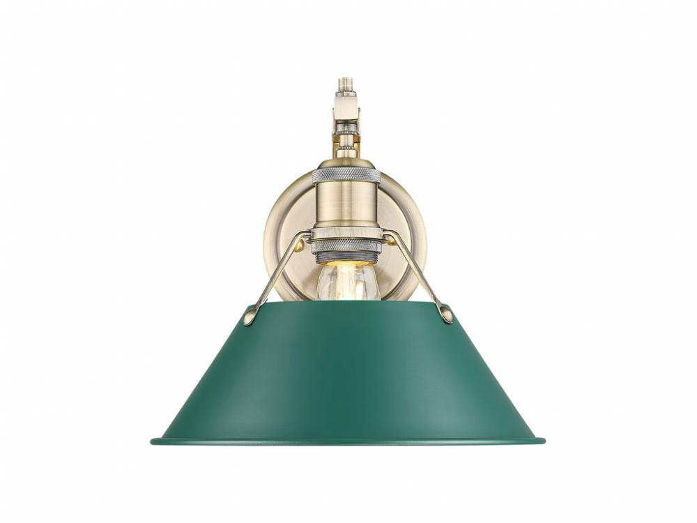 Orwell 1-Light Wall Sconce in Aged Brass with Pine Green