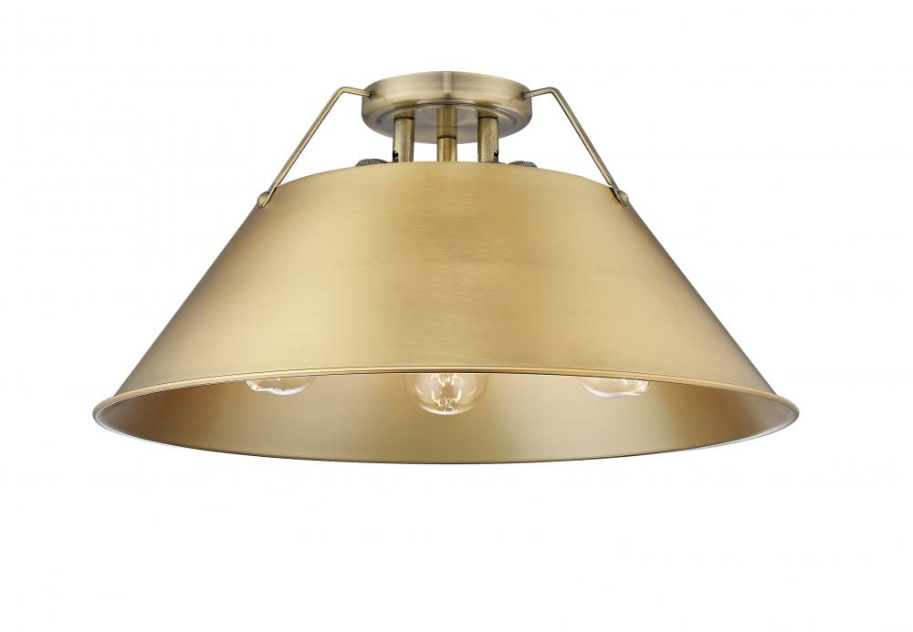 Orwell 3-Light Flush Mount in Aged Brass with Brushed Champagne Bronze