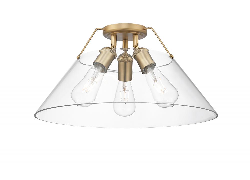 Orwell 3-Light Flush Mount in Brushed Champagne Bronze with Clear Glass