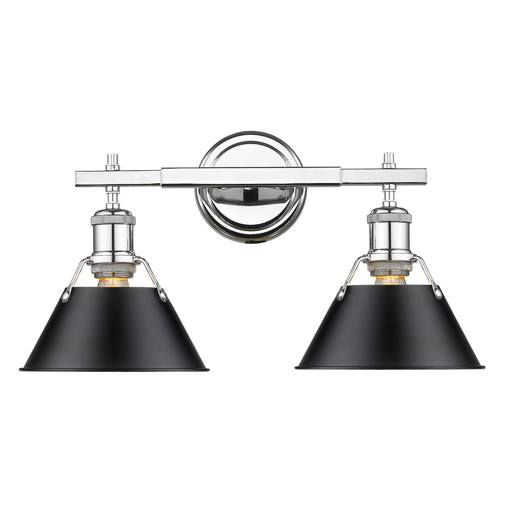 Orwell 2-Light Vanity Light in Chrome with Matte Black