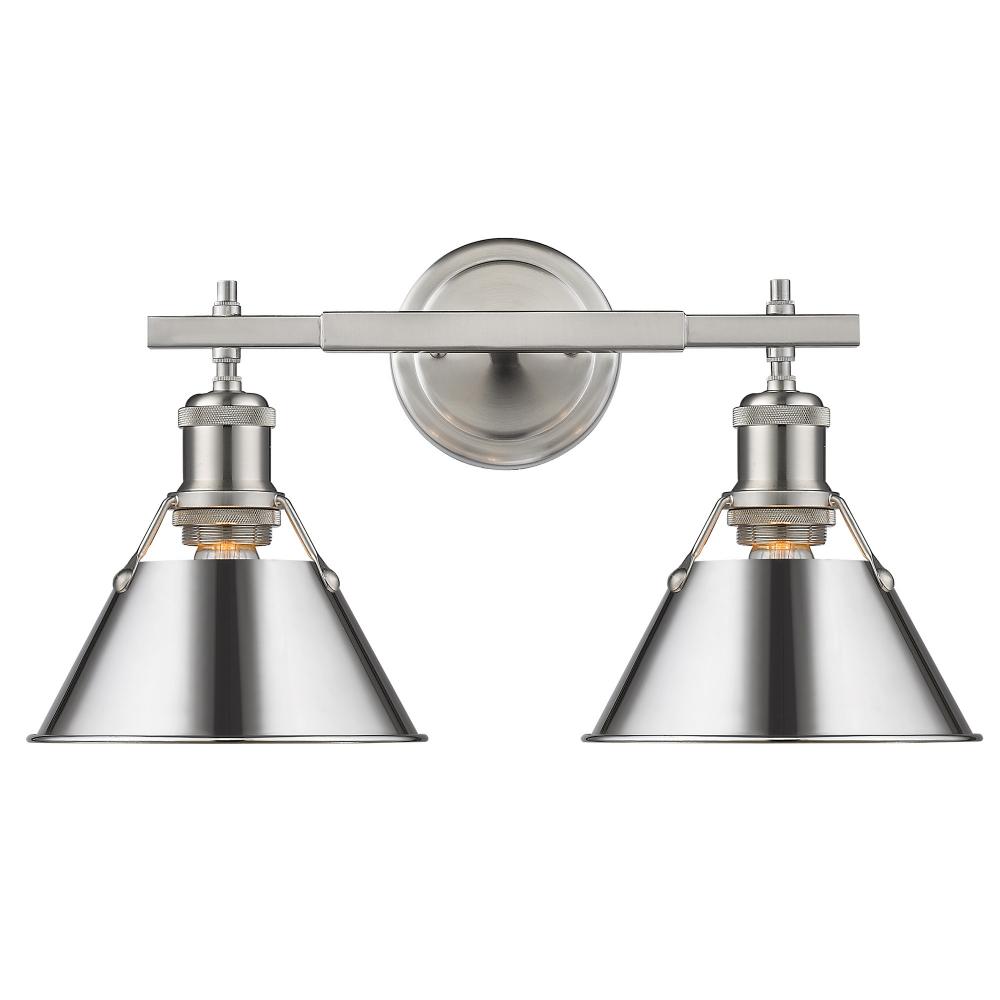 Orwell 2-Light Vanity Light in Pewter with Chrome