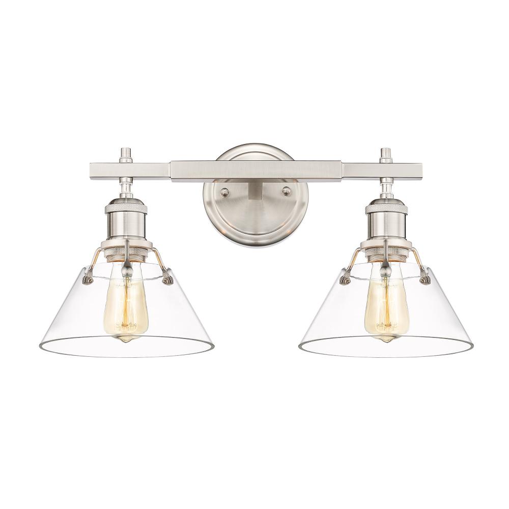 Orwell 2-Light Vanity Light in Pewter with Clear Glass