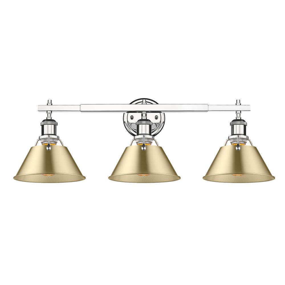 Orwell 3-Light Vanity Light in Chrome with Brushed Champagne Bronze