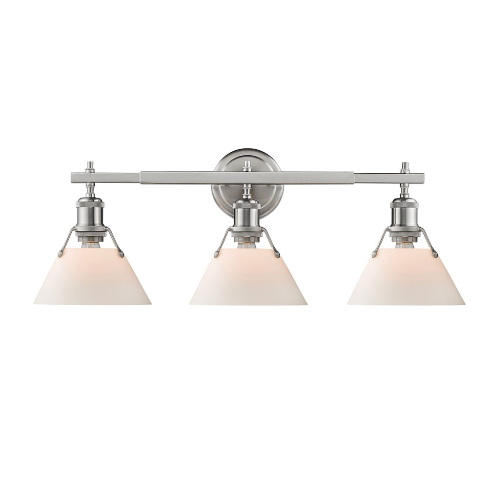 Orwell 3-Light Vanity Light in Pewter with Opal Glass