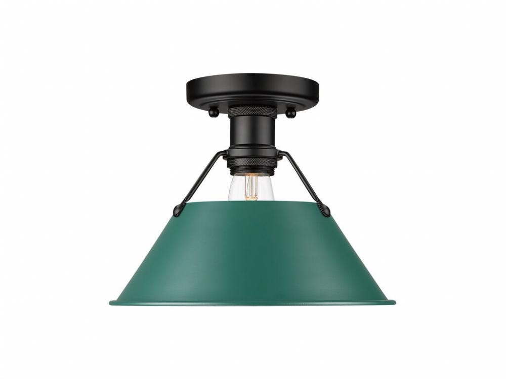 Orwell 1-Light Flush Mount in Matte Black with Pine Green