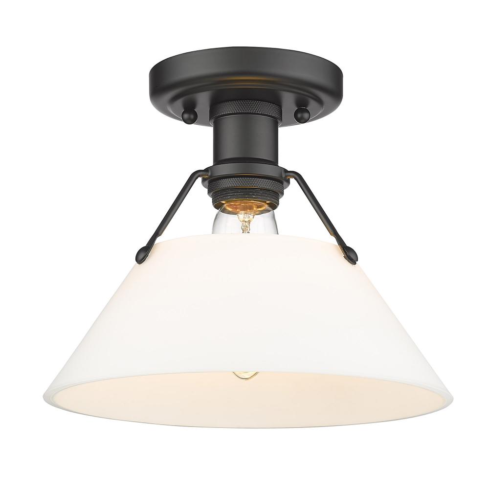 Orwell 1-Light Flush Mount in Matte Black with Opal Glass