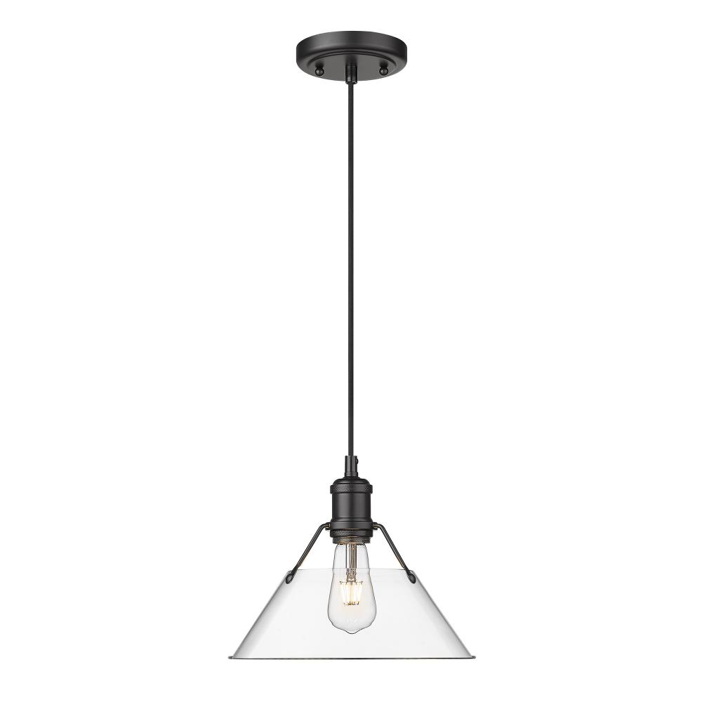 Orwell 10" Wide Medium Pendant in Matte Black with Clear Glass