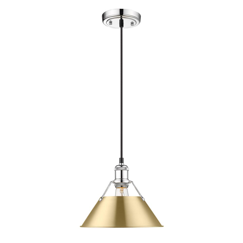 Orwell 10" Wide Medium Pendant in Chrome with Brushed Champagne Bronze