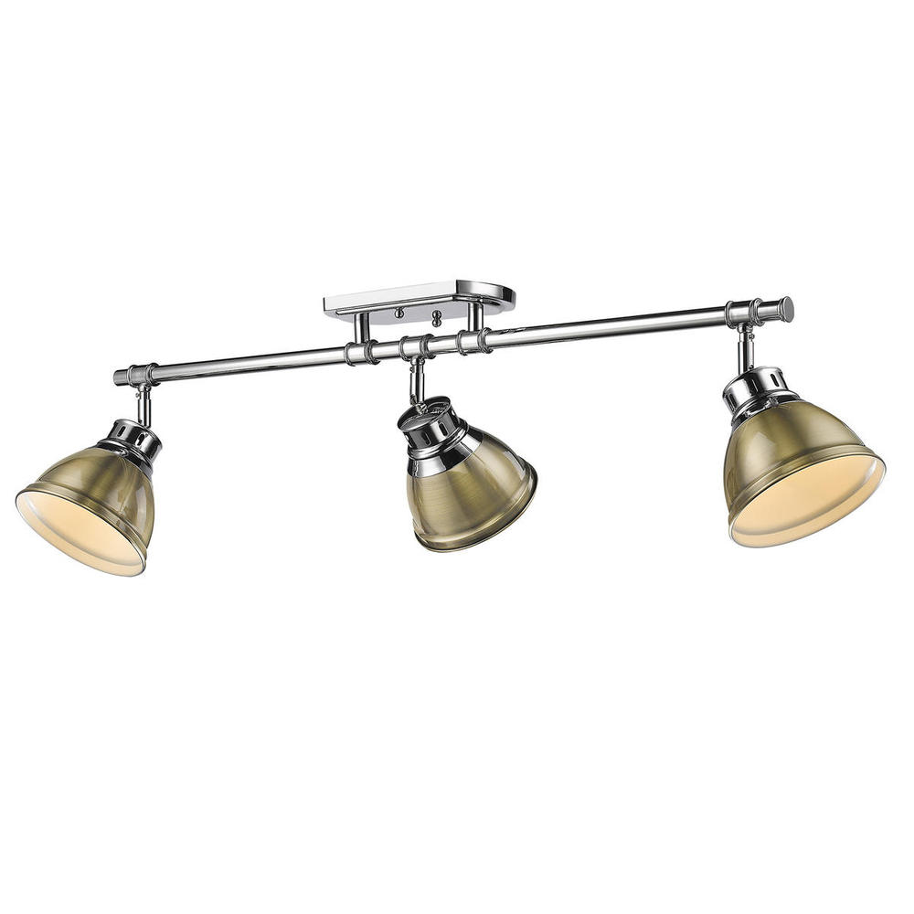 Duncan 3-Light Semi-Flush - Track Light in Chrome with Aged Brass