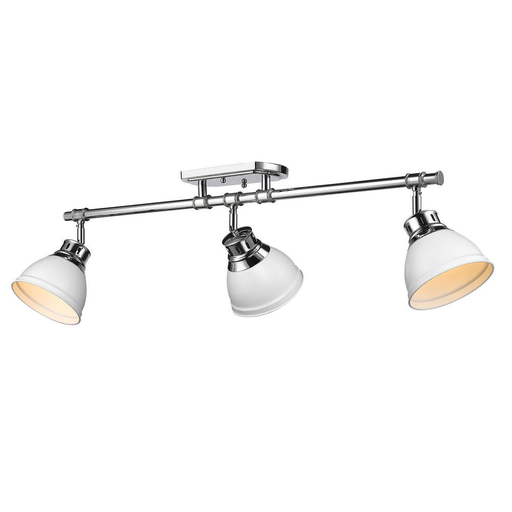 Duncan 3-Light Semi-Flush - Track Light in Chrome with Matte White