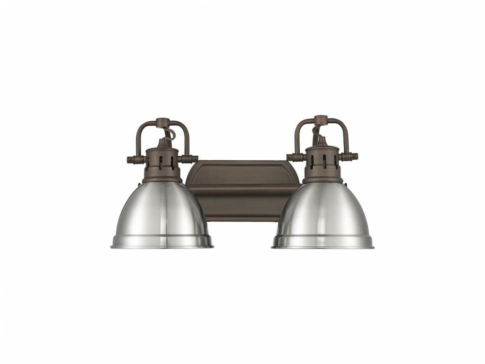 Duncan 2-Light Bath Vanity in Rubbed Bronze with Pewter