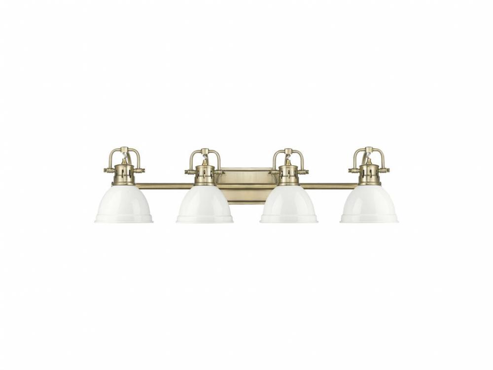 Duncan 4-Light Bath Vanity in Aged Brass with White