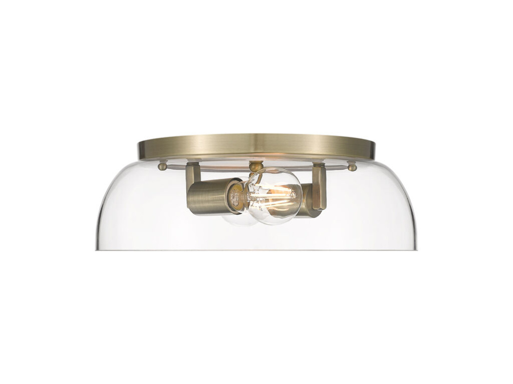 Duncan 14" Flush Mount in Aged Brass with Clear Glass