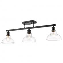 Golden Canada 0305-3SF BLK-CLR - Carver 3-Light Semi-Flush in Matte Black