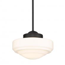 Golden Canada 0508-M BLK-VMG - Ingalls Medium Pendant in Matte Black with Vintage Milk Glass Shade