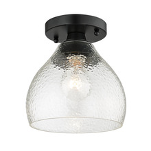 Golden Canada 1094-SF BLK-HCG - Ariella BLK Semi-Flush in Matte Black with Hammered Clear Glass Shade