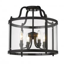 Golden Canada 1157-SF BLK - Payton Semi-Flush in Matte Black with Clear Glass