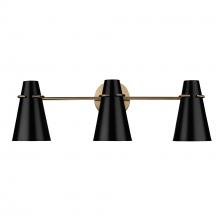 Golden Canada 2122-BA3 MBS-BLK - Reeva 3 Light Bath Vanity in Modern Brass with Matte Black Shade