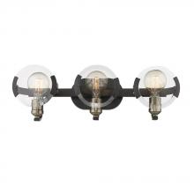 Golden Canada 2635-BA3 BLK-AB - Amari 3 Light Bath Vanity in Matte Black with Aged Brass Accents