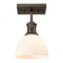 Golden Canada 3118-1SF RBZ-OP - Hines 1-Light Semi-Flush in Rubbed Bronze with Opal Glass