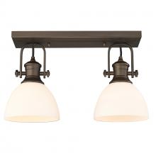 Golden Canada 3118-2SF RBZ-OP - Hines 2-Light Semi-Flush in Rubbed Bronze with Opal Glass