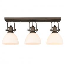 Golden Canada 3118-3SF RBZ-OP - Hines 3-Light Semi-Flush in Rubbed Bronze with Opal Glass