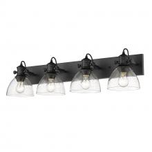 Golden Canada 3118-BA4 BLK-SD - Hines 4-Light Bath Vanity in Matte Black with Seeded Glass Shades