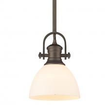 Golden Canada 3118-M1L RBZ-OP - Hines Mini Pendant in Rubbed Bronze with Opal Glass