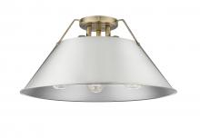 Golden Canada 3306-3FM AB-PW - Orwell AB 3 Light Flush Mount in Aged Brass with Pewter shade