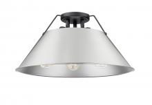 Golden Canada 3306-3FM BLK-PW - Orwell BLK 3 Light Flush Mount in Matte Black with Pewter shade