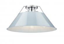 Golden Canada 3306-3FM CH-DB - Orwell CH 3 Light Flush Mount in Chrome with Dusky Blue shade