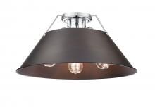 Golden Canada 3306-3FM CH-RBZ - Orwell 3-Light Flush Mount in Chrome with Rubbed Bronze