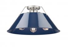 Golden Canada 3306-3FM PW-NVY - Orwell PW 3 Light Flush Mount in Pewter with Matte Navy shade