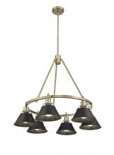 Golden Canada 3306-6 AB-BLK - Orwell AB 6 Light Chandelier in Aged Brass with Matte Black shades