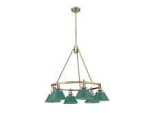 Golden Canada 3306-6 AB-GN - Orwell 6-Light Chandelier in Aged Brass with Pine Green