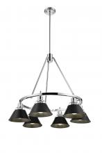 Golden Canada 3306-6 CH-BLK - Orwell CH 6 Light Chandelier in Chrome with Matte Black shades