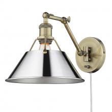 Golden Canada 3306-A1W AB-CH - Orwell AB 1 Light Articulating Wall Sconce in Aged Brass with Chrome shade