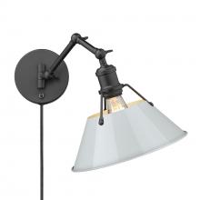 Golden Canada 3306-A1W BLK-DB - Orwell BLK 1 Light Articulating Wall Sconce in Matte Black with Dusky Blue shade