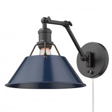 Golden Canada 3306-A1W BLK-NVY - Orwell BLK 1 Light Articulating Wall Sconce in Matte Black with Matte Navy shade