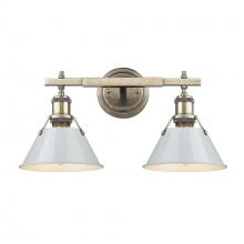 Golden Canada 3306-BA2 AB-DB - Orwell AB 2 Light Bath Vanity in Aged Brass with Dusky Blue shades