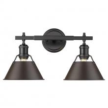 Golden Canada 3306-BA2 BLK-RBZ - Orwell BLK 2 Light Bath Vanity in Matte Black with Rubbed Bronze shades