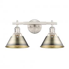 Golden Canada 3306-BA2 PW-AB - Orwell PW 2 Light Bath Vanity in Pewter with Aged Brass shades